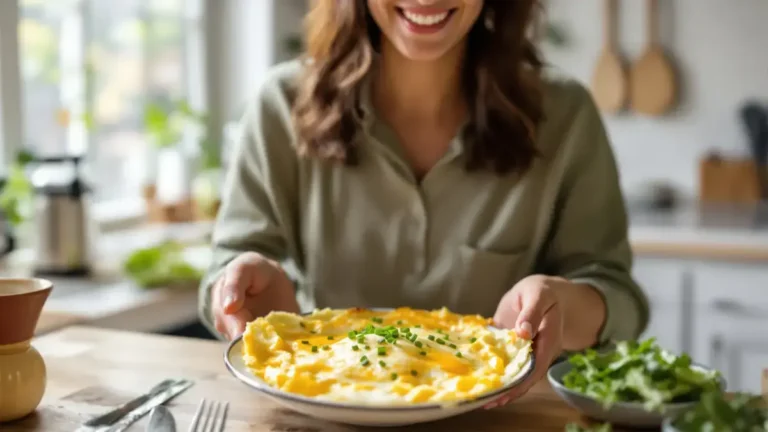Questa omelette soffice al formaggio Comté e all’erba cipollina trasforma le basi della dispensa in una ricetta leggera e sorprendente da preparare in tempi record